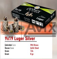 LUGER CODEX (FMJ-124 GRN) TABANCA FİŞEĞİ