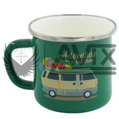 Orcamp Retro Emaye Kupa Bardak Karavan Desen MUG YEŞİL
